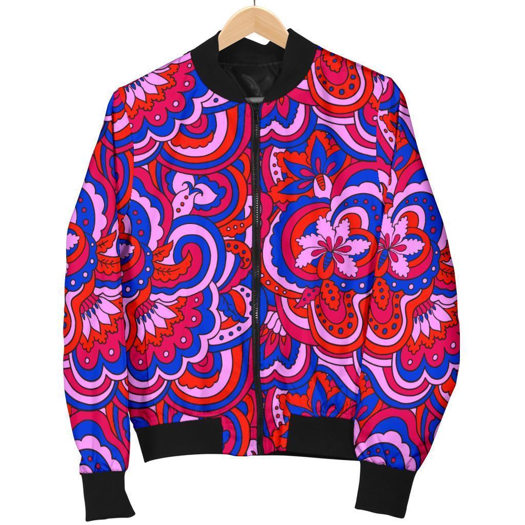 Psychedelic Print Pattern Women Casual Bomber Jacket
