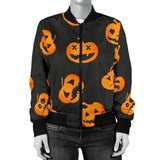 Pumpkin Halloween Pattern Print Women Casual Bomber Jacket