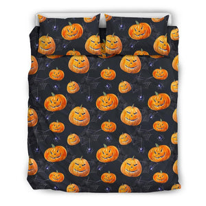Pumpkin Halloween Print Pattern Duvet Cover Bedding Set
