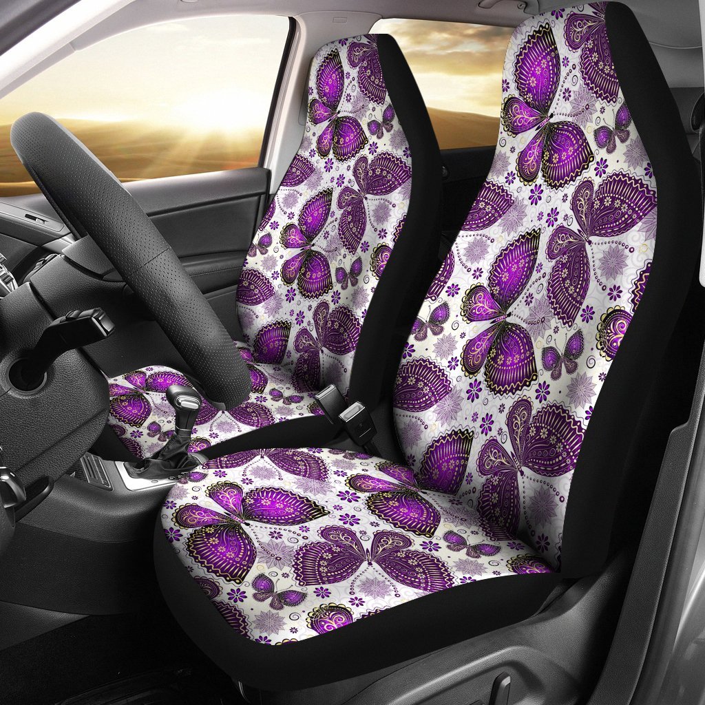 Purple Butterfly Pattern Print Seat Cover Car Seat Covers Set 2 Pc, Car Accessories Car Mats Purple Butterfly Pattern Print Seat Cover Car Seat Covers Set 2 Pc, Car Accessories Car Mats - Vegamart.com