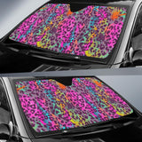 Rainbow Cheetah Leopard Pattern Print Car Sun Shade