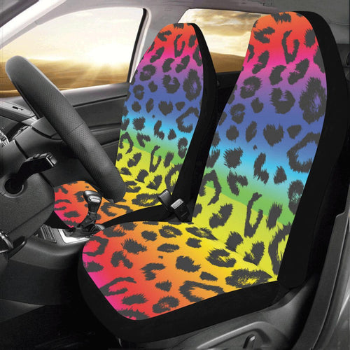 Rainbow Leopard Pattern Print Design Car Seat Covers Set 2 Pc, Car Accessories Car Mats Covers Rainbow Leopard Pattern Print Design Car Seat Covers Set 2 Pc, Car Accessories Car Mats Covers - Vegamart.com