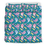 Rainbow Narwhal Pattern Print Duvet Cover Bedding Set