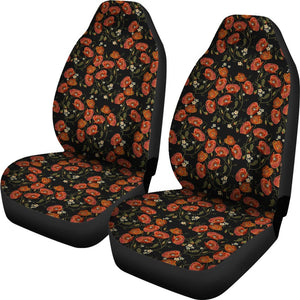 Red Floral Poppy Pattern Print Seat Cover Car Seat Covers Set 2 Pc, Car Accessories Car Mats Red Floral Poppy Pattern Print Seat Cover Car Seat Covers Set 2 Pc, Car Accessories Car Mats - Vegamart.com