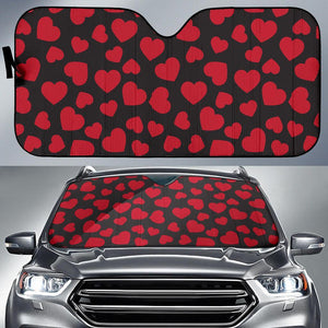 Red Heart Pattern Print Car Sun Shade