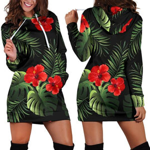 Red Hibiscus Tropical Hoodie Dress 3D Style Women All Over Print Red Hibiscus Tropical Hoodie Dress 3D Style Women All Over Print - Vegamart.com