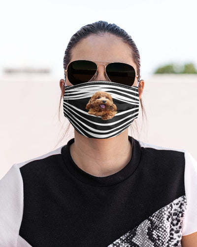 Poodle Stripes Face Mask Face Cover Filter PM 2.5 Cloth Mask 3D Men, Women Fashion Outdoor