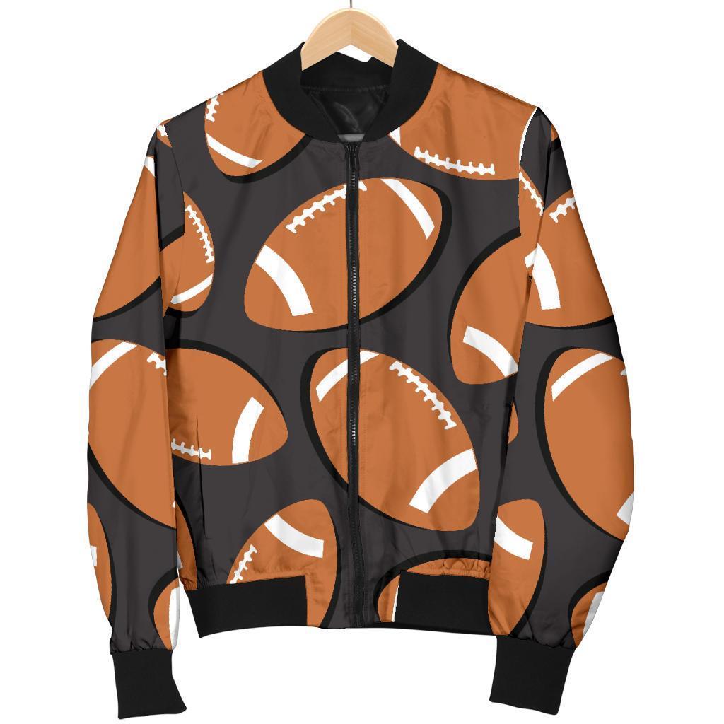Rugby Ball American Football Print Pattern Women Casual Bomber Jacket