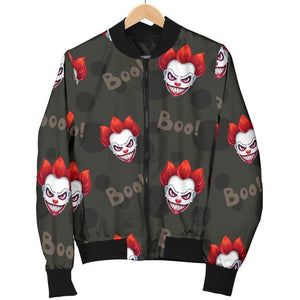 Scary Clown Print Pattern Women Casual Bomber Jacket