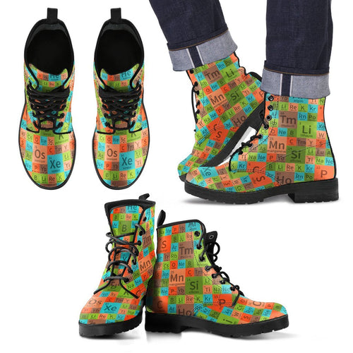 Science Periodic Table Pattern Print Men Women Leather Boots