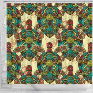 Sea Turtle Colorful Tribal Shower Curtain