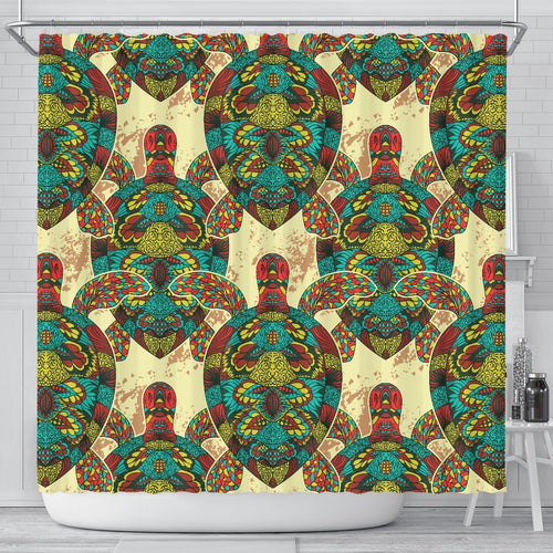 Sea Turtle Colorful Tribal Shower Curtain