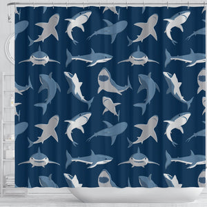 Shark Action Pattern Shower Curtain