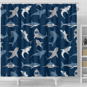 Shark Action Pattern Shower Curtain