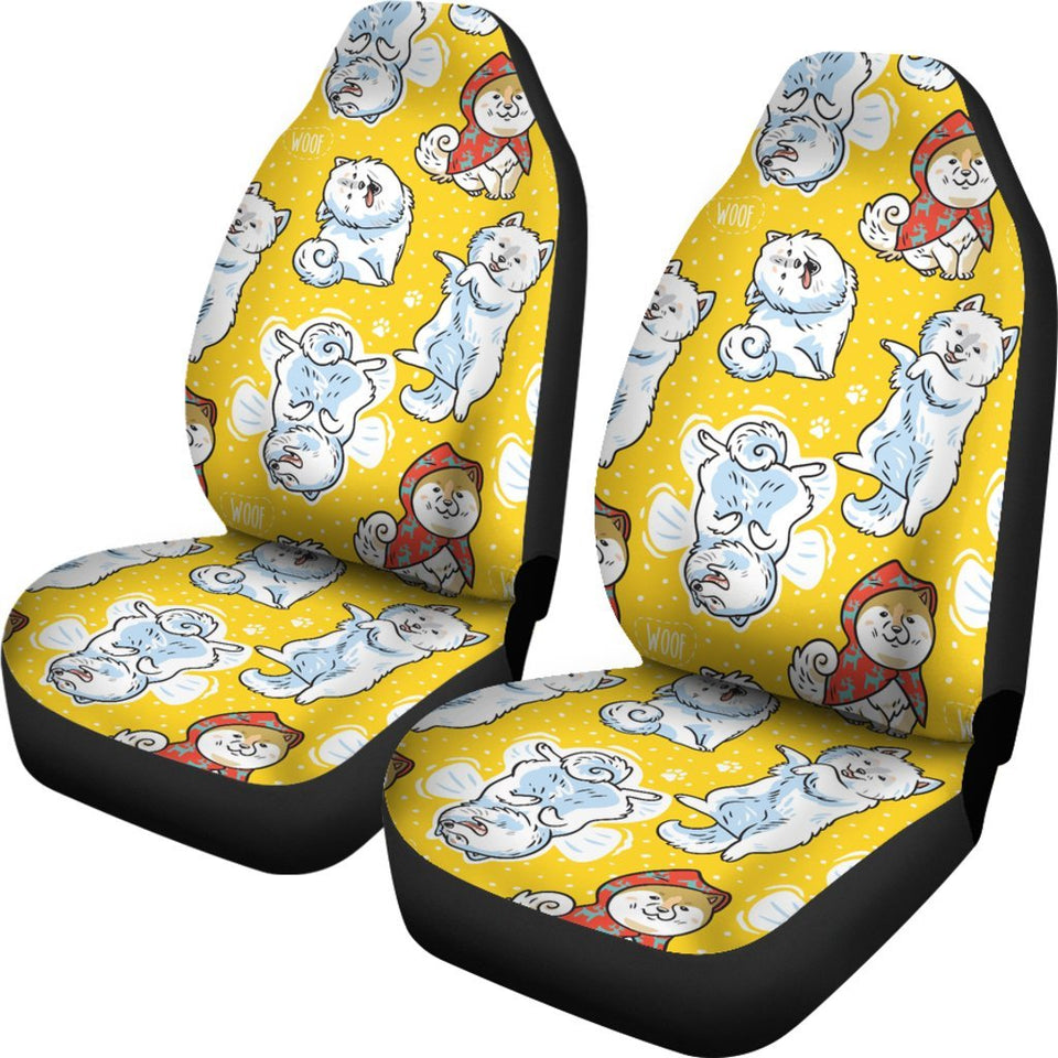 Somoyed Dog Pattern Print Seat Cover Car Seat Covers Set 2 Pc, Car Accessories Car Mats Somoyed Dog Pattern Print Seat Cover Car Seat Covers Set 2 Pc, Car Accessories Car Mats - Vegamart.com