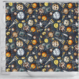 Space Pattern Print Shower Curtain