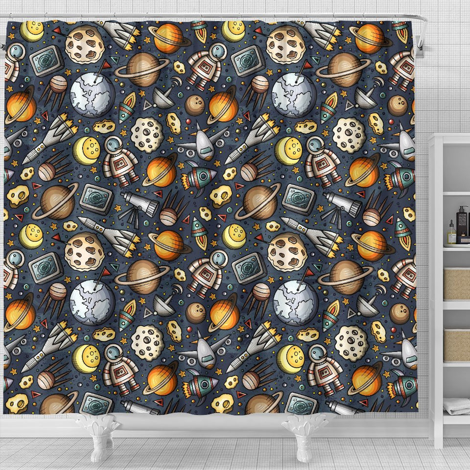 Space Pattern Print Shower Curtain