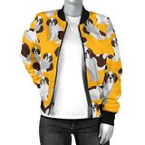 St Bernard Yellow Pattern Print Women Casual Bomber Jacket
