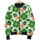 St Patrick's Day Leprechaun Pattern Print Women Casual Bomber Jacket