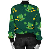 St Patrick's Day Leprechaun Print Pattern Women Casual Bomber Jacket