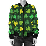 St Patrick's Day Shamrock Print Pattern Women Casual Bomber Jacket
