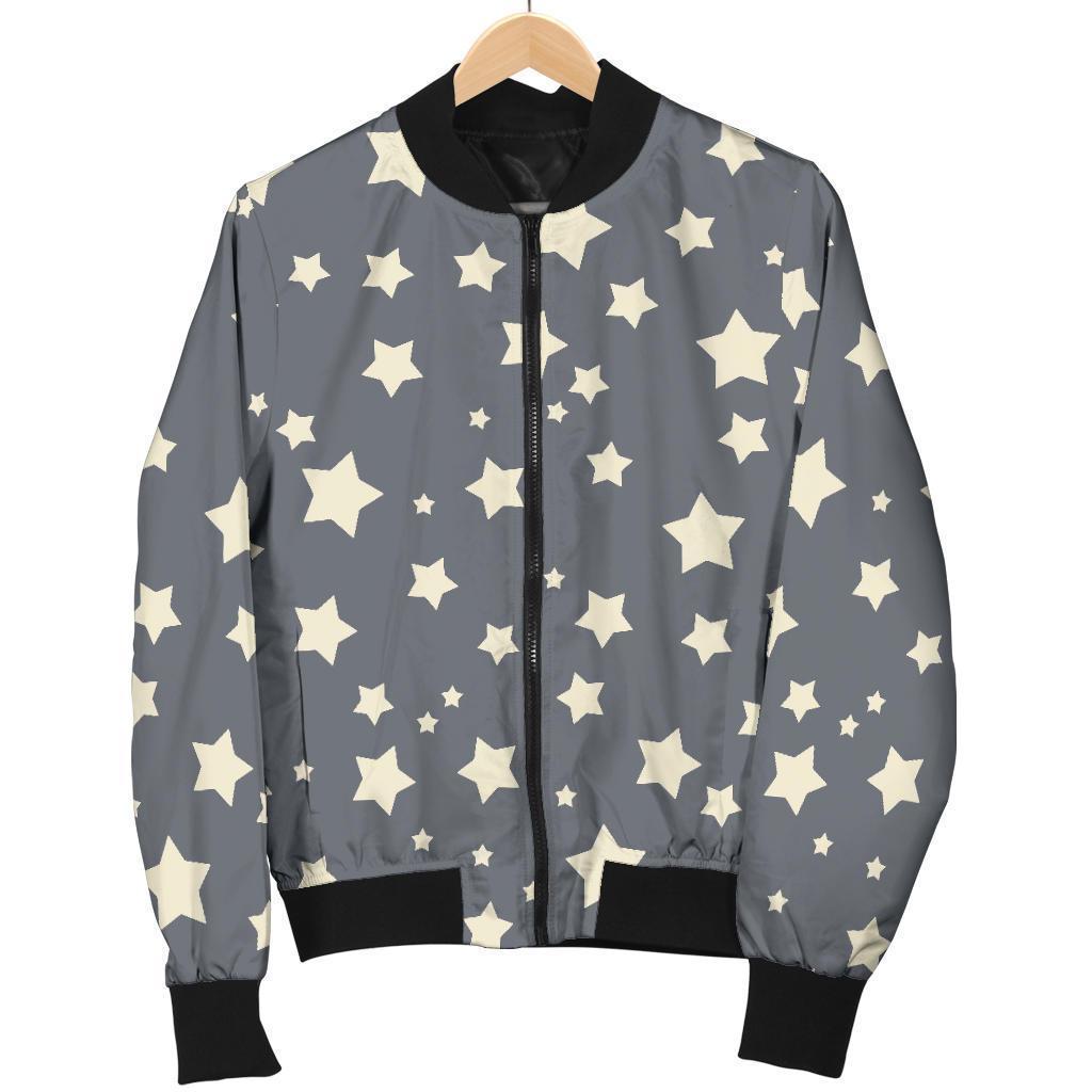 Star Pattern Print Women Casual Bomber Jacket