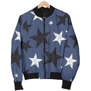 Star Print Pattern Women Casual Bomber Jacket