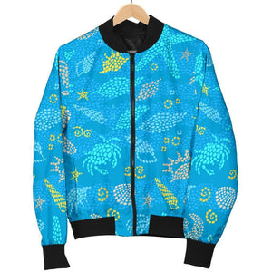 Starfish Ocean Print Pattern Women Casual Bomber Jacket