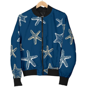 Starfish Pattern Print Women Casual Bomber Jacket