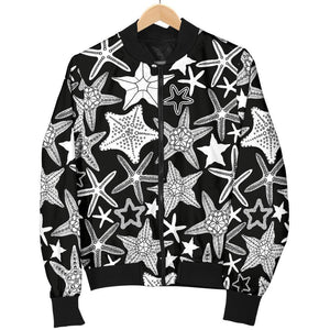 Starfish Print Pattern Women Casual Bomber Jacket