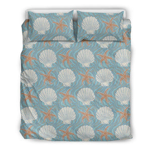 Starfish Shell Pattern Print Duvet Cover Bedding Set
