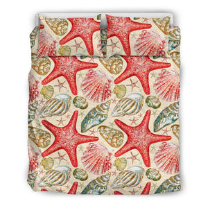 Starfish Shell Print Pattern Duvet Cover Bedding Set