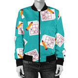 Sudoku Pattern Print Women Casual Bomber Jacket