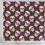 Sugar Skull Floral Pattern Shower Curtain