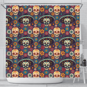 Sugar Skull Mexican Pattern Shower Curtain