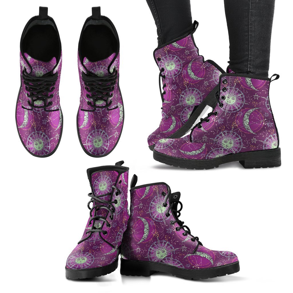 Sun Moon Purple Women's Leather Boots
