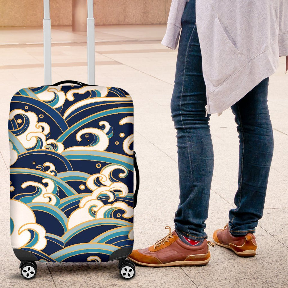 Surf Wave Pattern Luggage Cover Protector