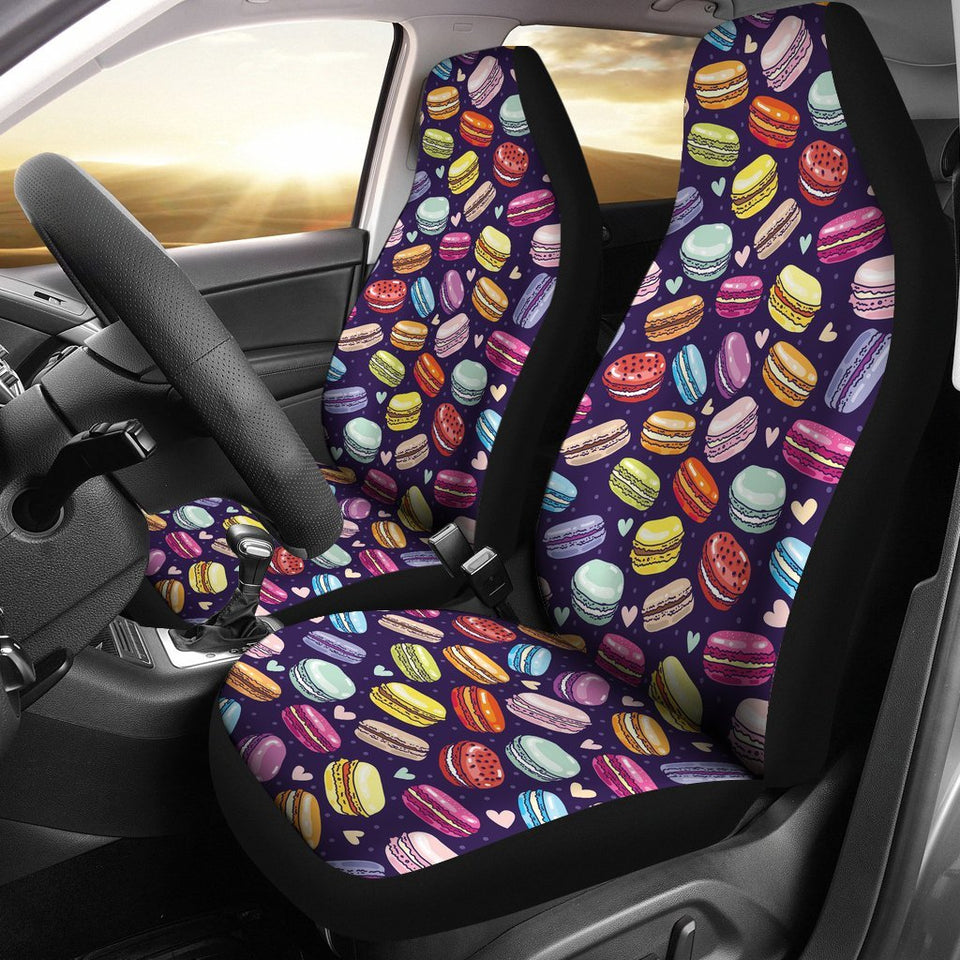 Sweet Macaron Print Pattern Seat Cover Car Seat Covers Set 2 Pc, Car Accessories Car Mats Sweet Macaron Print Pattern Seat Cover Car Seat Covers Set 2 Pc, Car Accessories Car Mats - Vegamart.com