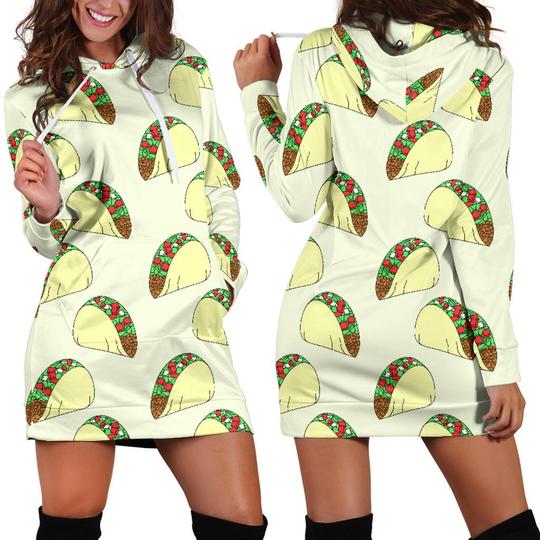 Taco Pattern Hoodie Dress 3D Style Women All Over Print Taco Pattern Hoodie Dress 3D Style Women All Over Print - Vegamart.com