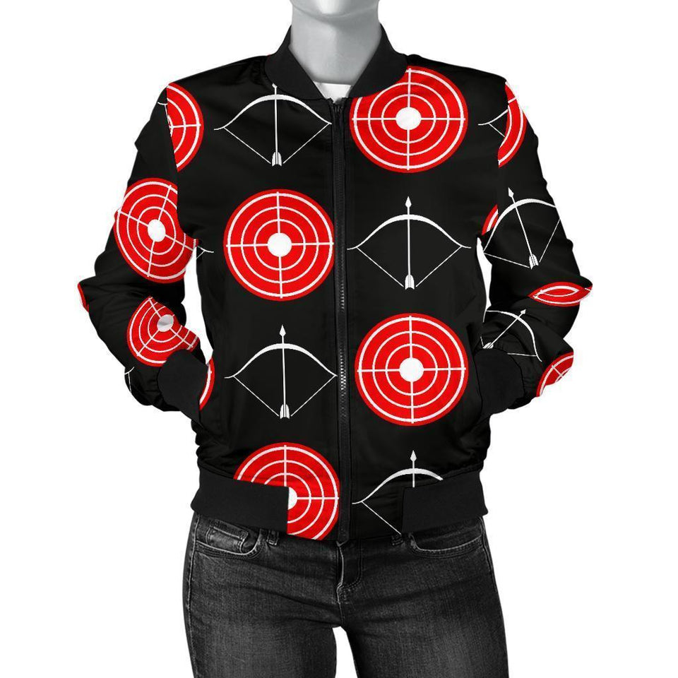 Targets Archery Pattern Print Women Casual Bomber Jacket