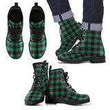 Tartan Scottish Green Plaids Men Women Leather Boots