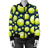 Tennis Ball Pattern Print Women Casual Bomber Jacket