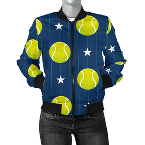 Tennis Pattern Print Women Casual Bomber Jacket