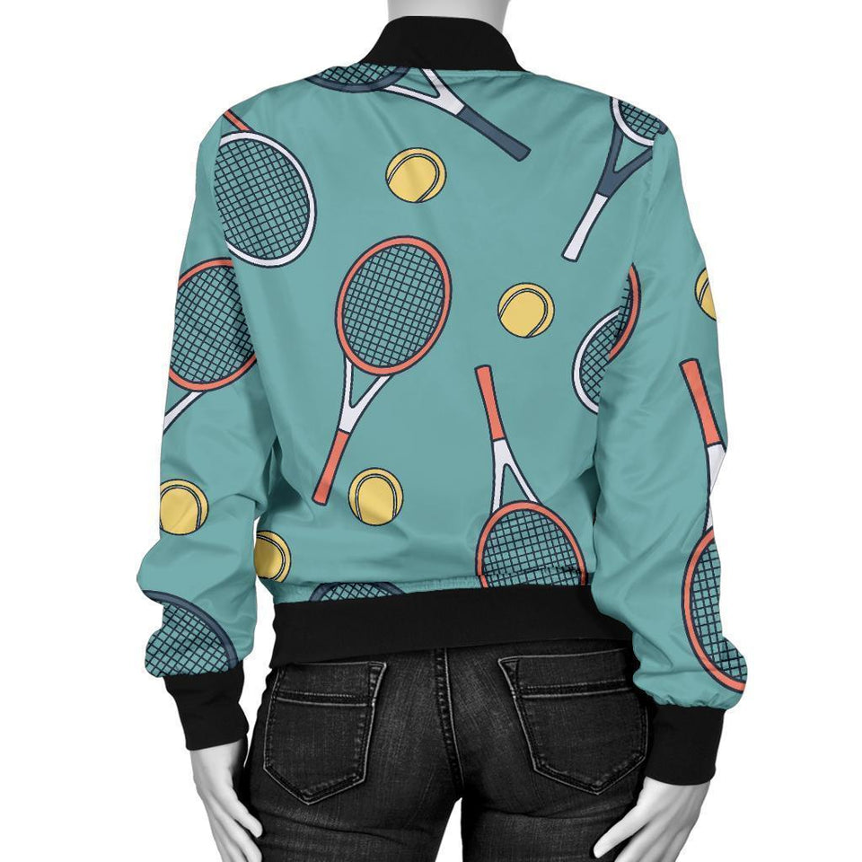 Tennis Print Pattern Women Casual Bomber Jacket