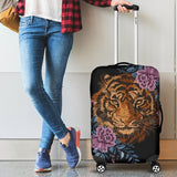 Tiger Head Floral Luggage Cover Protector