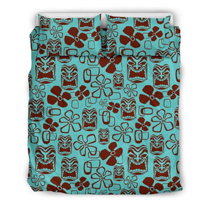 Tiki Hibiscus Pattern Print Duvet Cover Bedding Set