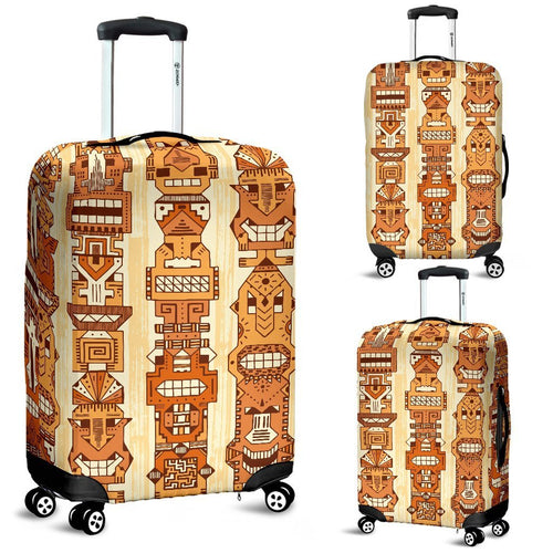 Tiki Orange Vertical Pattern Luggage Cover Protector
