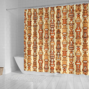 Tiki Orange Vertical Pattern Shower Curtain