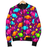 Toffee Candy Pattern Print Women Casual Bomber Jacket