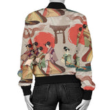 Tokyo Japanese Print Pattern Women Casual Bomber Jacket